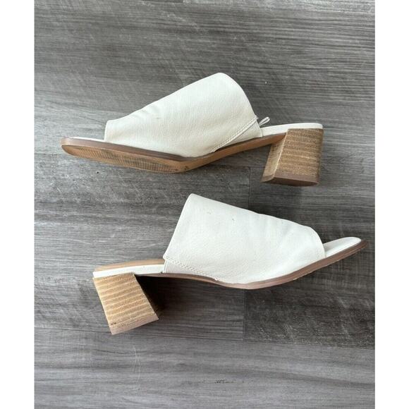 Joie White Slide Sandals Size 7.5 Olympia Leather Block Heel Glam Luxury - Picture 3 of 7